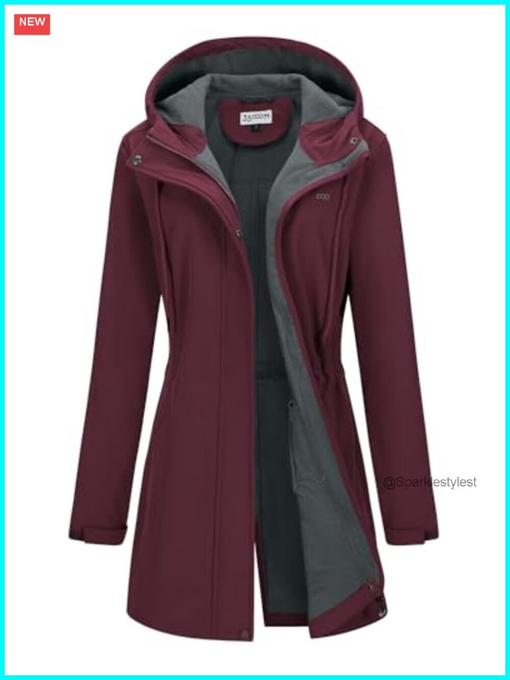 Women's Hooded Softshell Jacket Fleece Lined Waterproof Raincoat Hiking